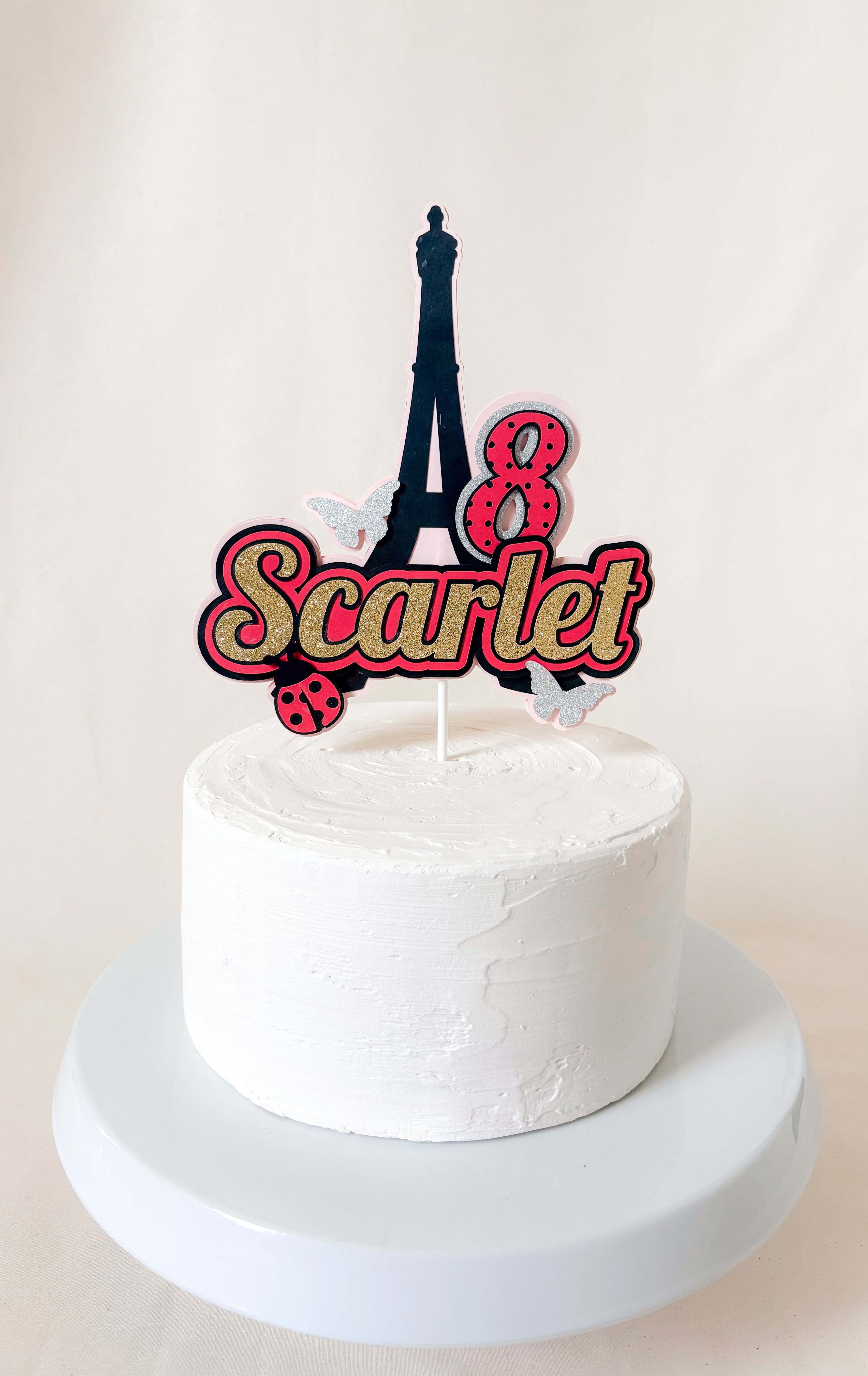 Ladybug Eiffel Tower Cake Topper