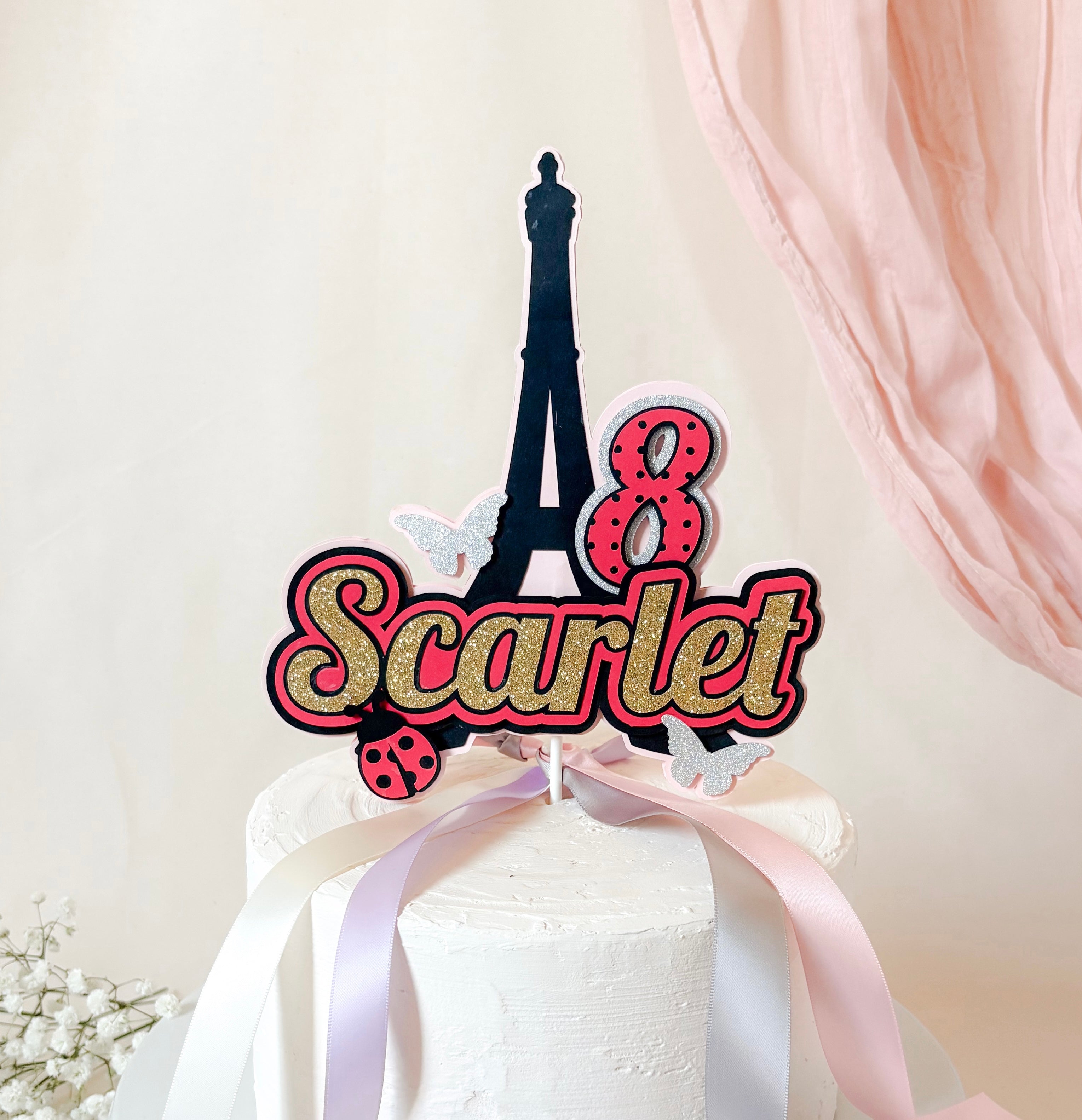 Ladybug Eiffel Tower Cake Topper