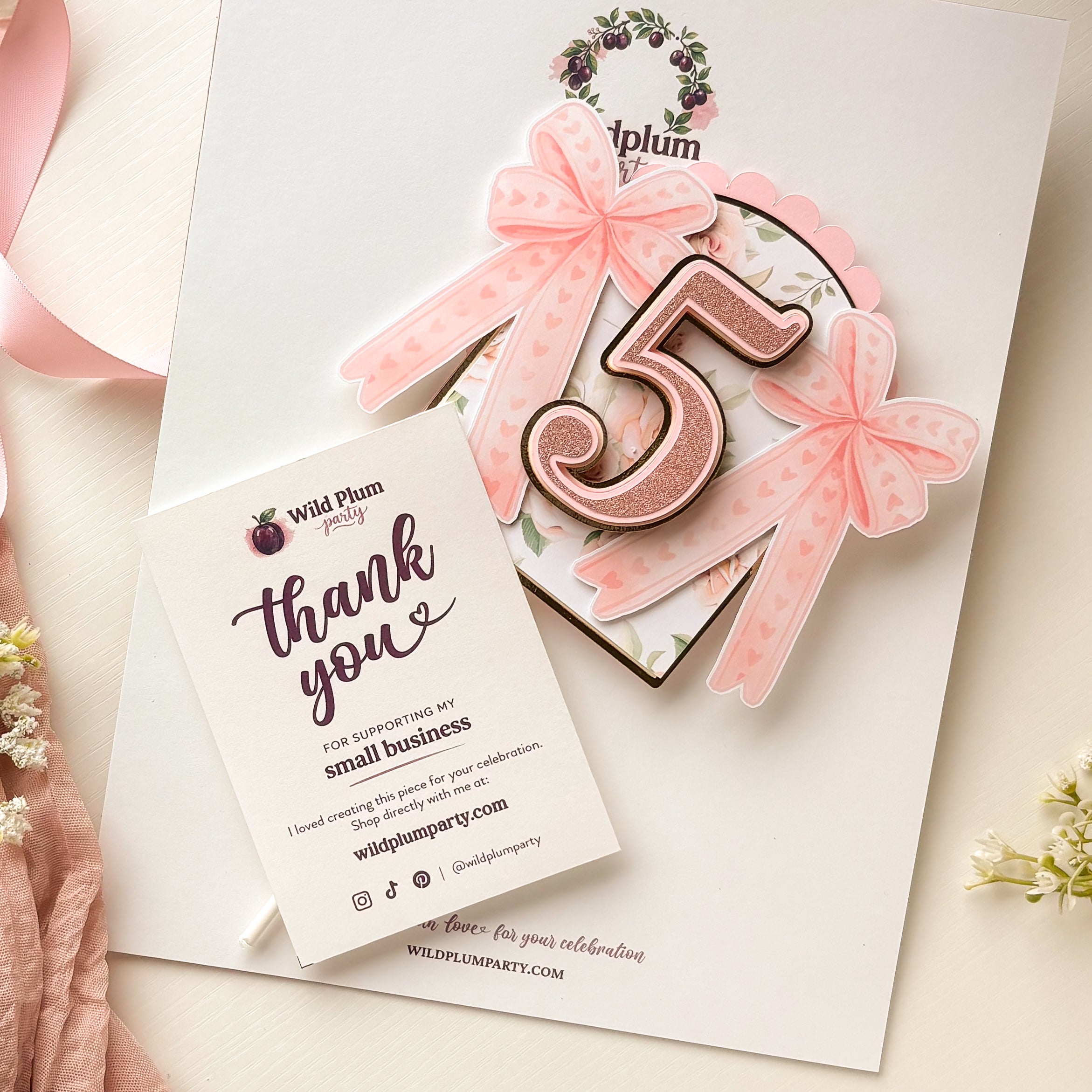 Elegant Pink Bow Cake Topper – Simple & Sweet