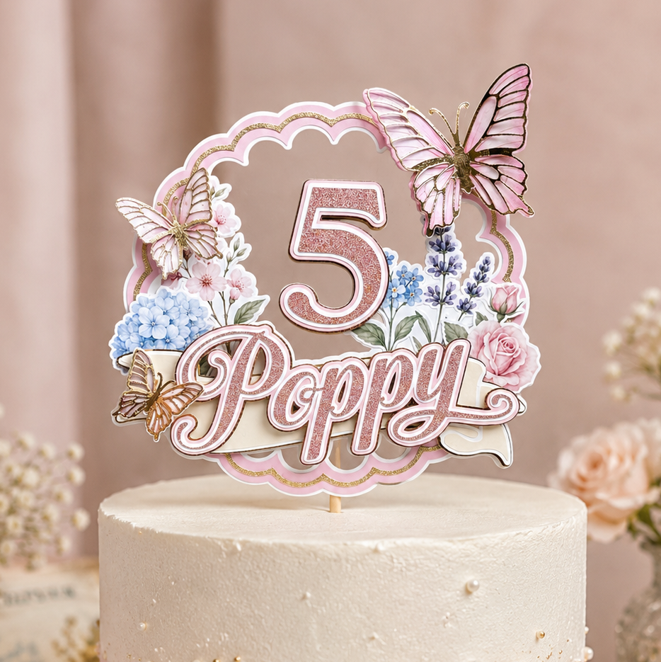 Butterfly Garden Birthday Cake Topper