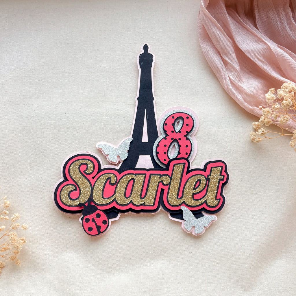 Ladybug Eiffel Tower Cake Topper