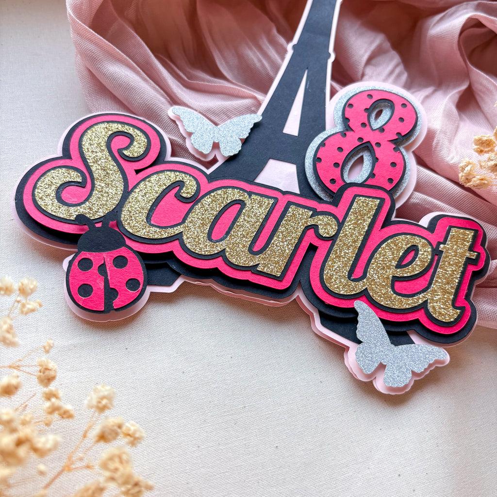 Ladybug Eiffel Tower Cake Topper