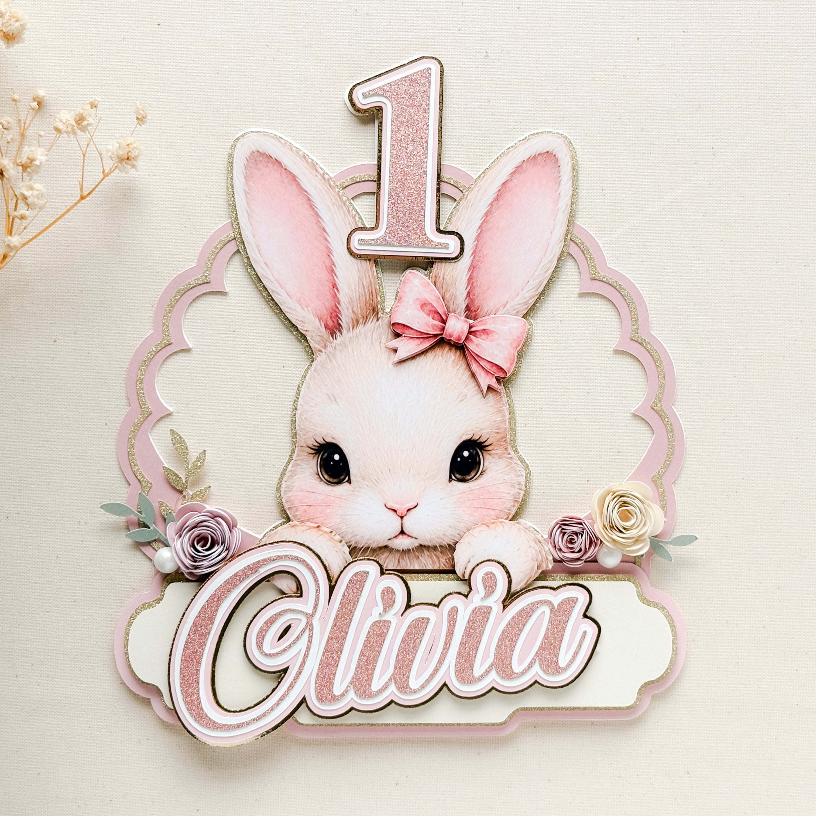 Personalized Bunny Cake Topper