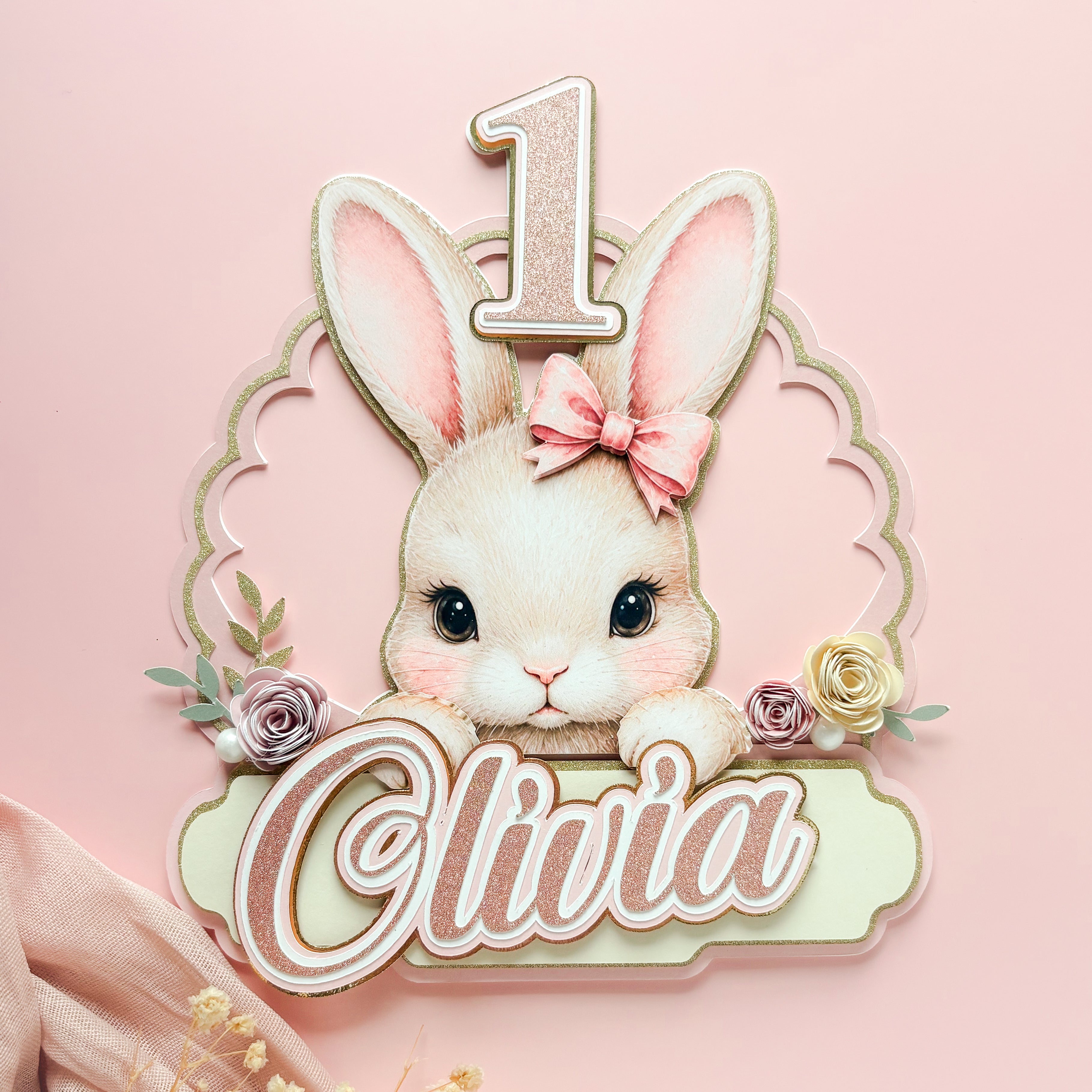 Personalized Bunny Cake Topper
