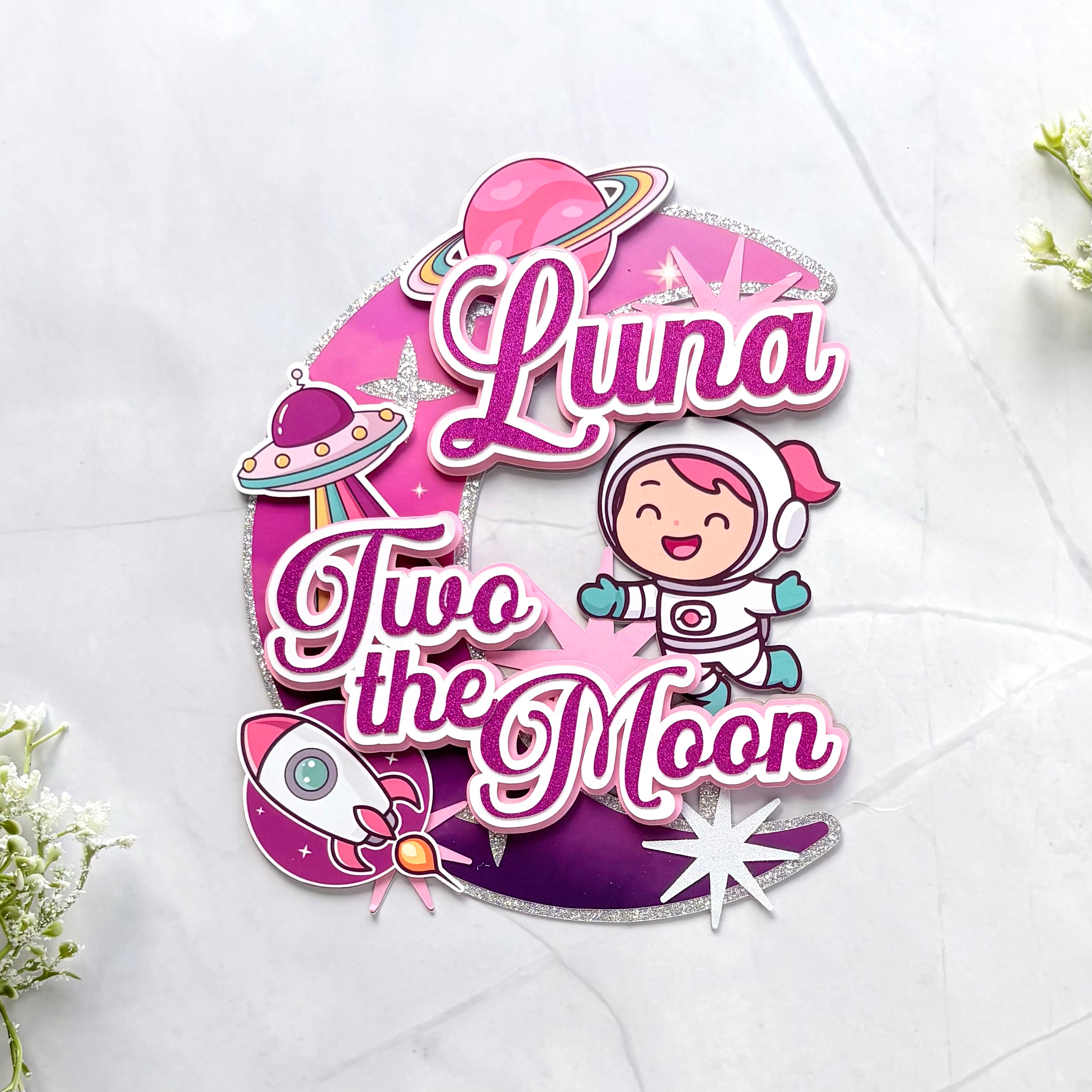 Two the Moon w/ Astronaut Cake Topper