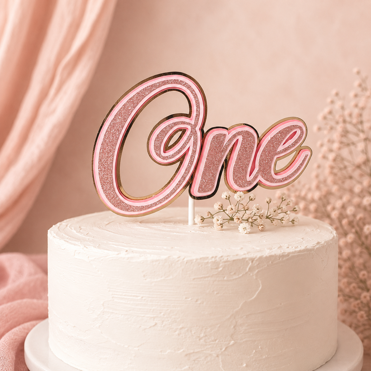 Script “One” Cake Topper – Simple & Sweet