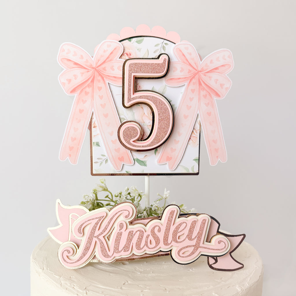 Elegant Pink Bow Cake Topper – Simple & Sweet