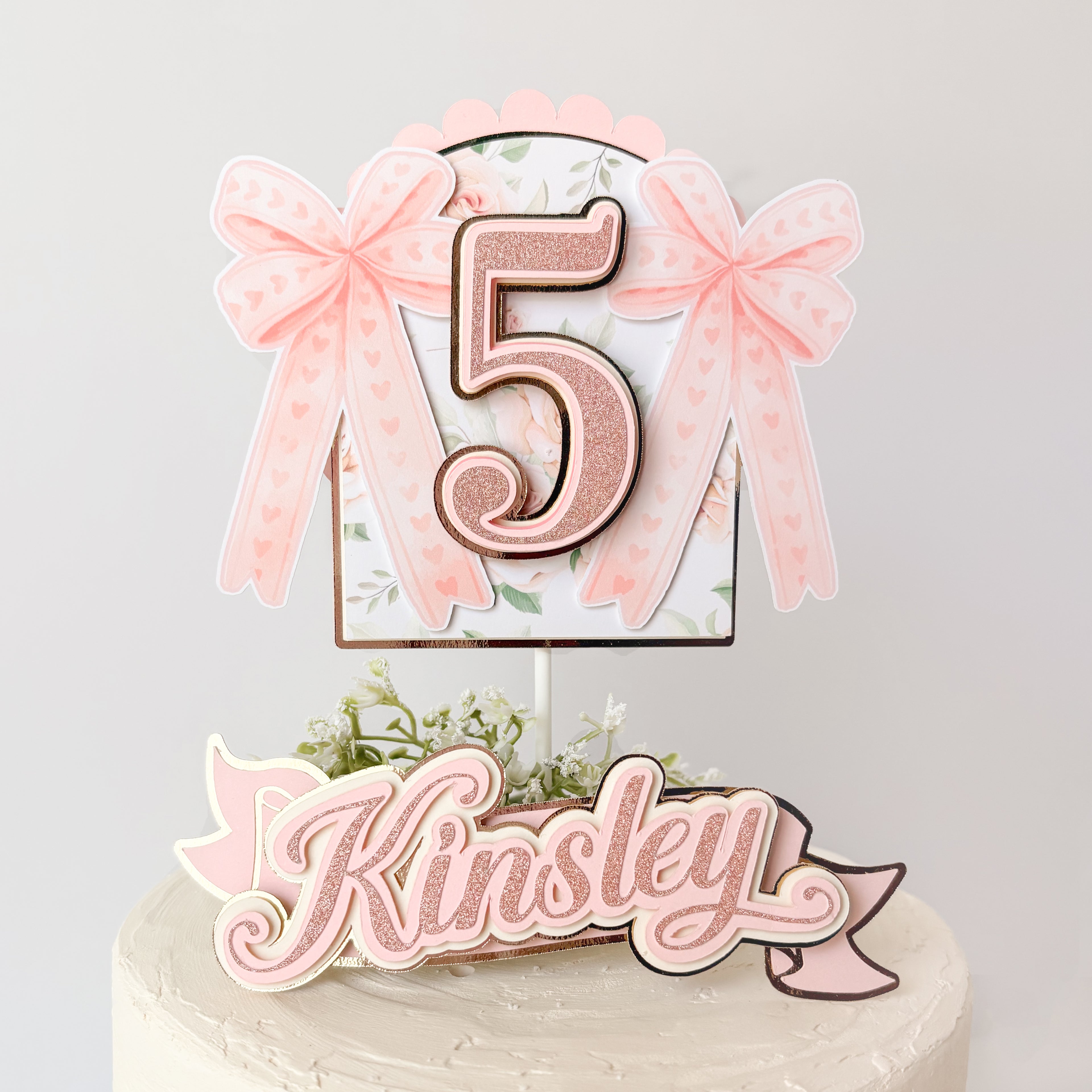 Elegant Pink Bow Cake Topper – Simple & Sweet