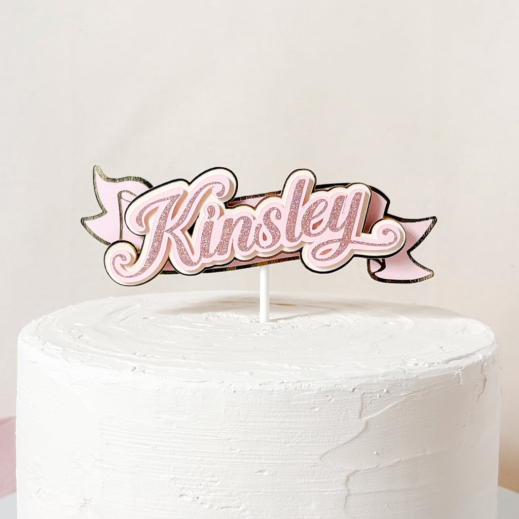 Script Name Banner Cake Topper – Simple & Sweet