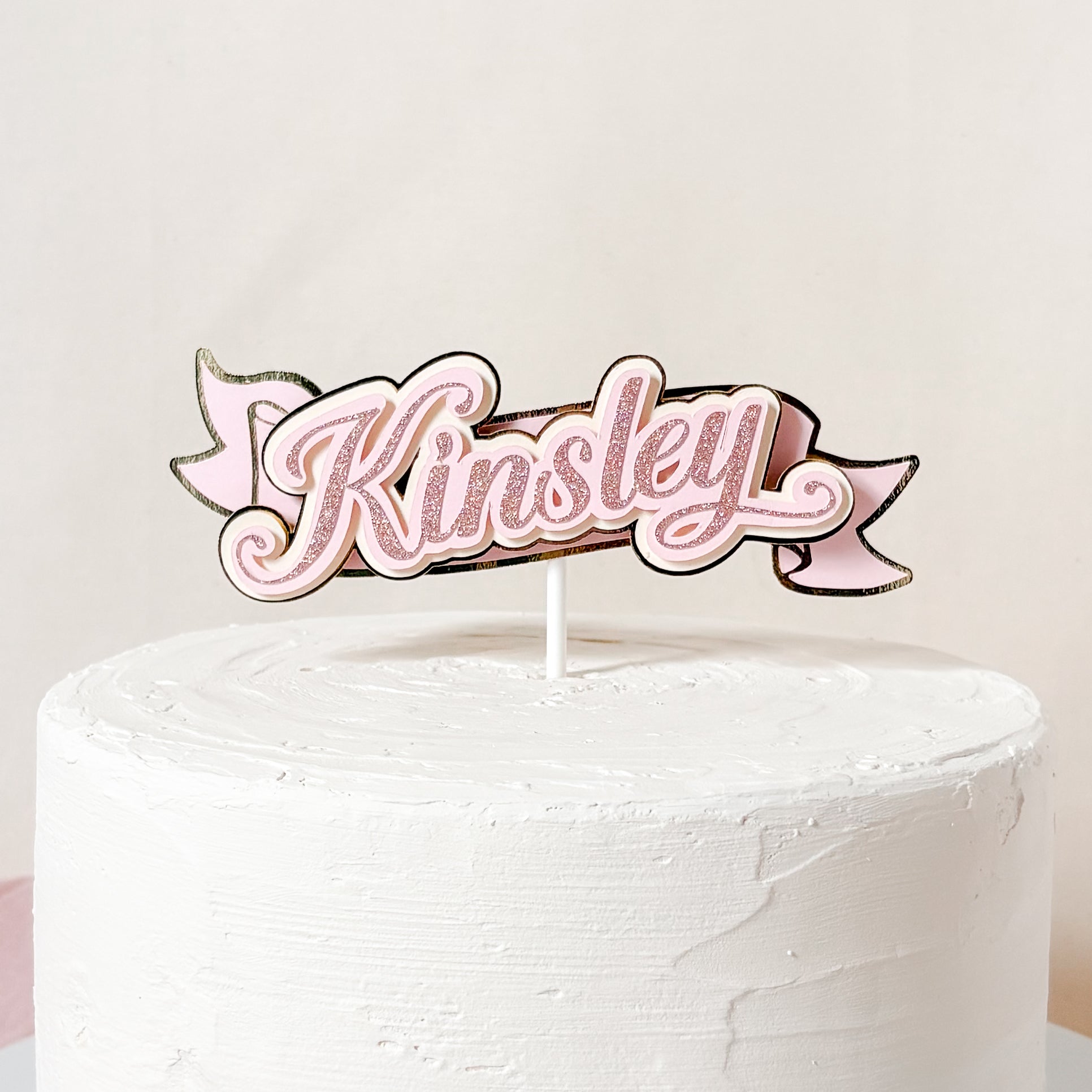 Script Name Banner Cake Topper – Simple & Sweet