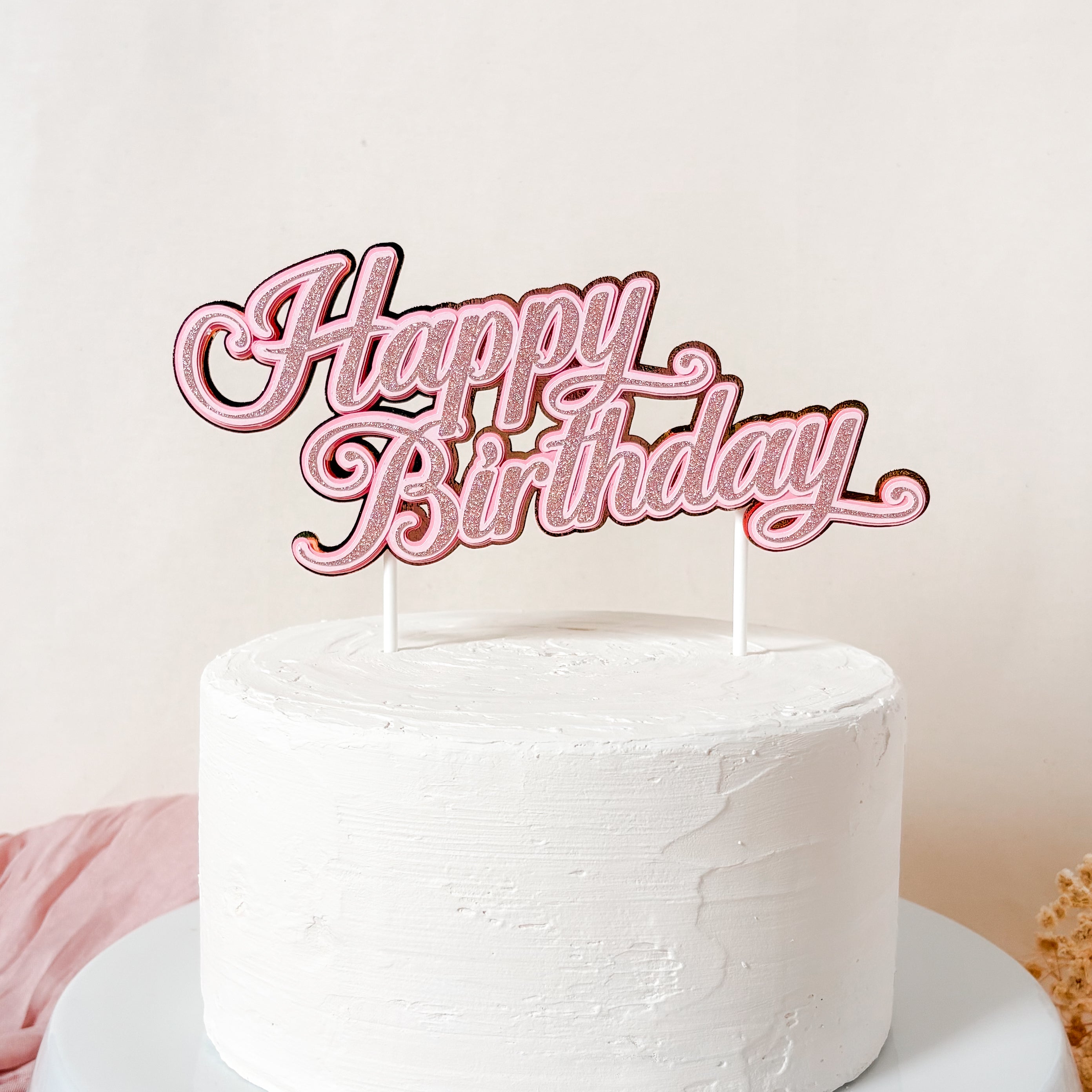 Happy Birthday Script Cake Topper – Simple & Sweet