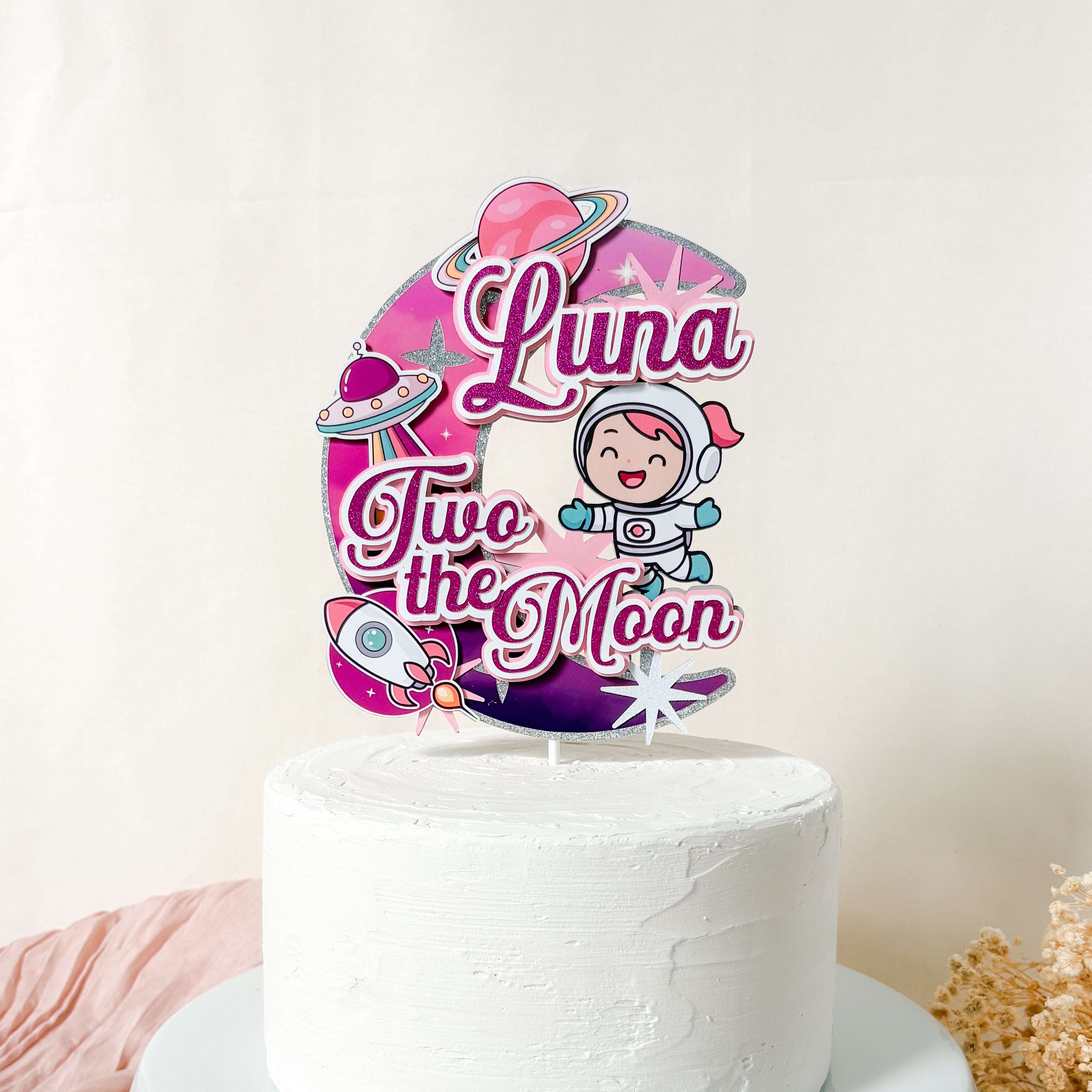 Two the Moon w/ Astronaut Cake Topper