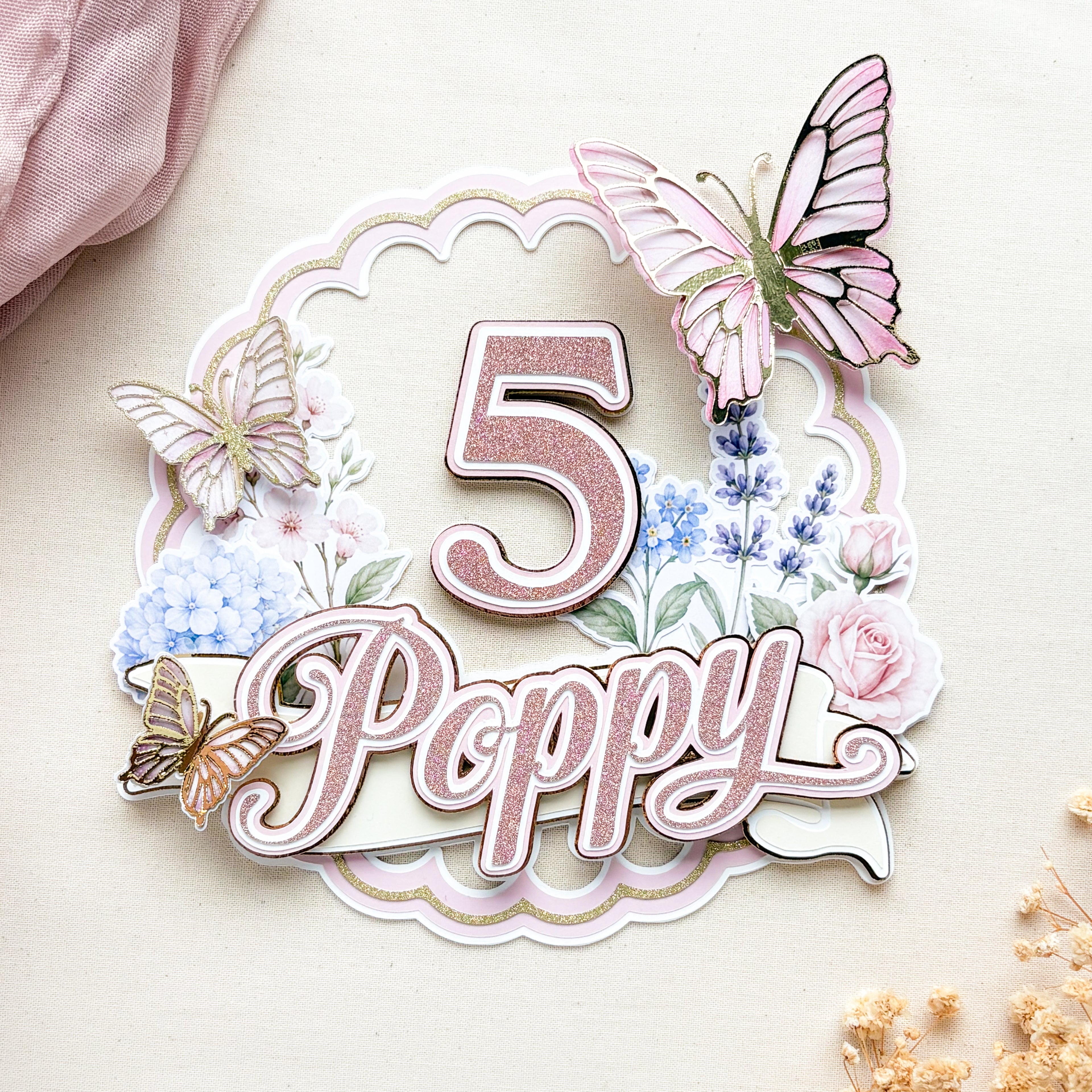 Butterfly Garden Birthday Cake Topper
