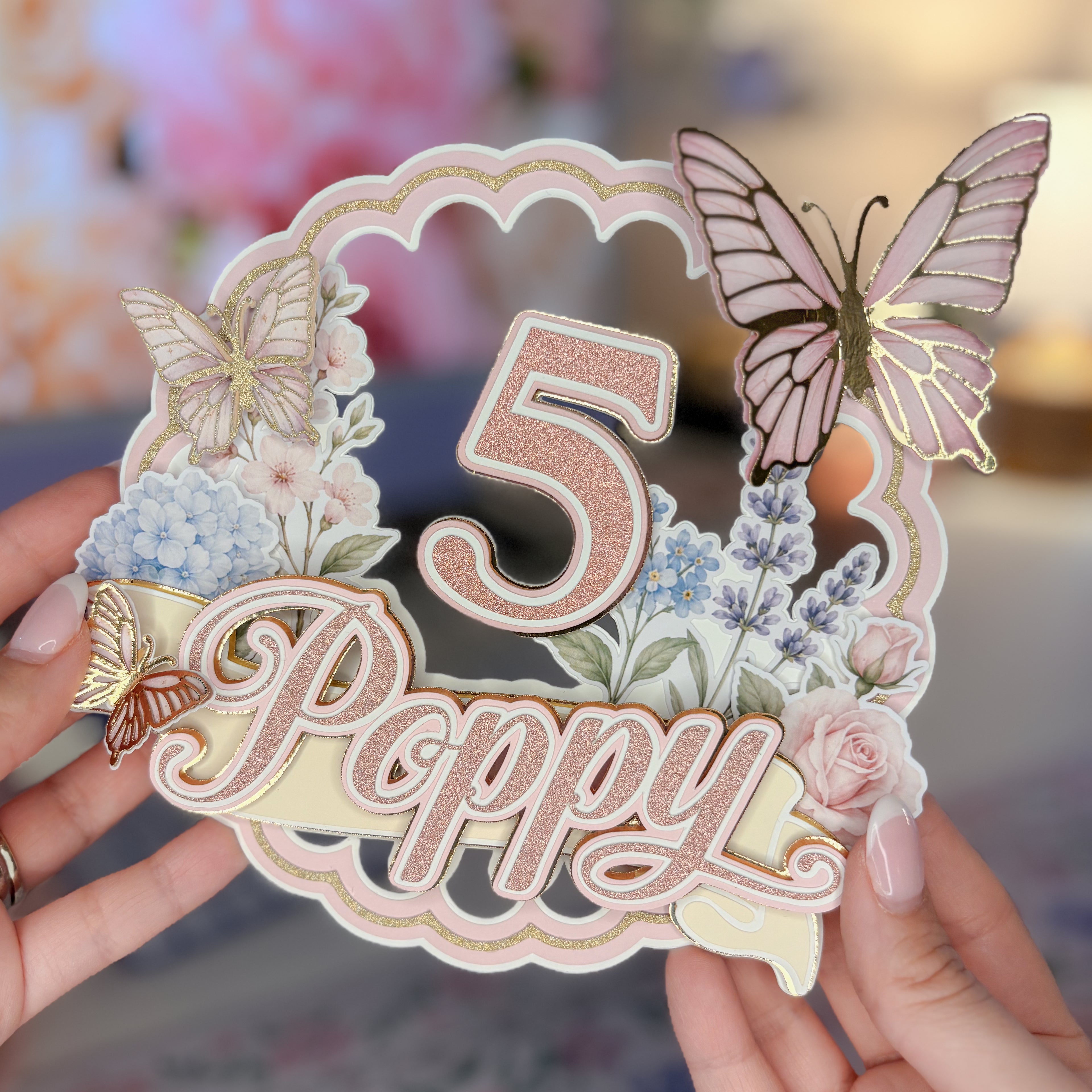 Butterfly Garden Birthday Cake Topper