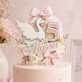 Elegant Swan Birthday Cake Topper