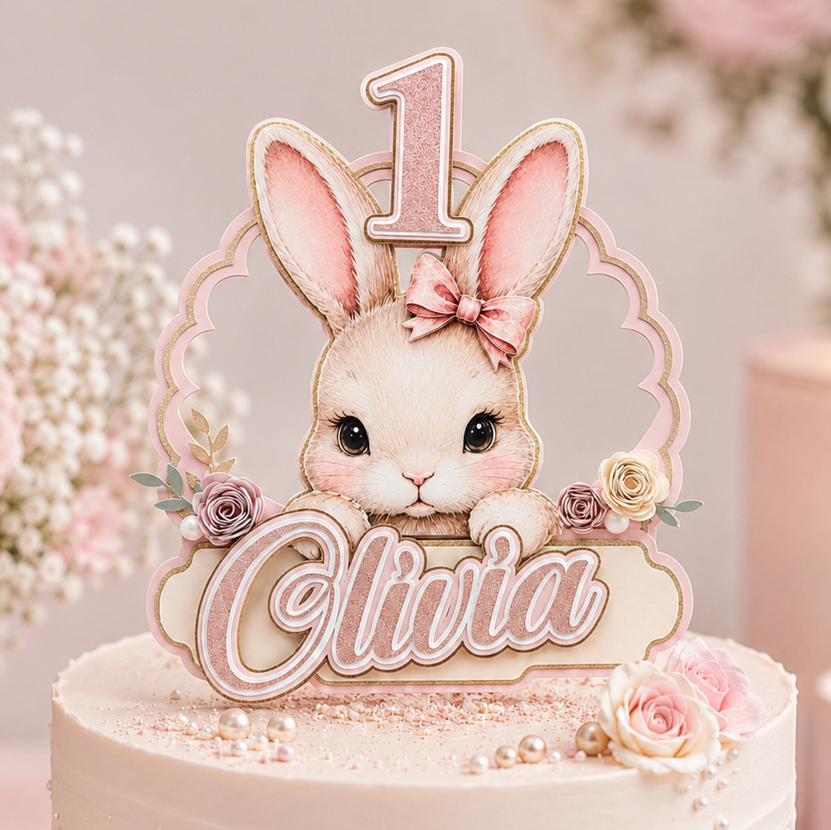 Personalized Bunny Cake Topper