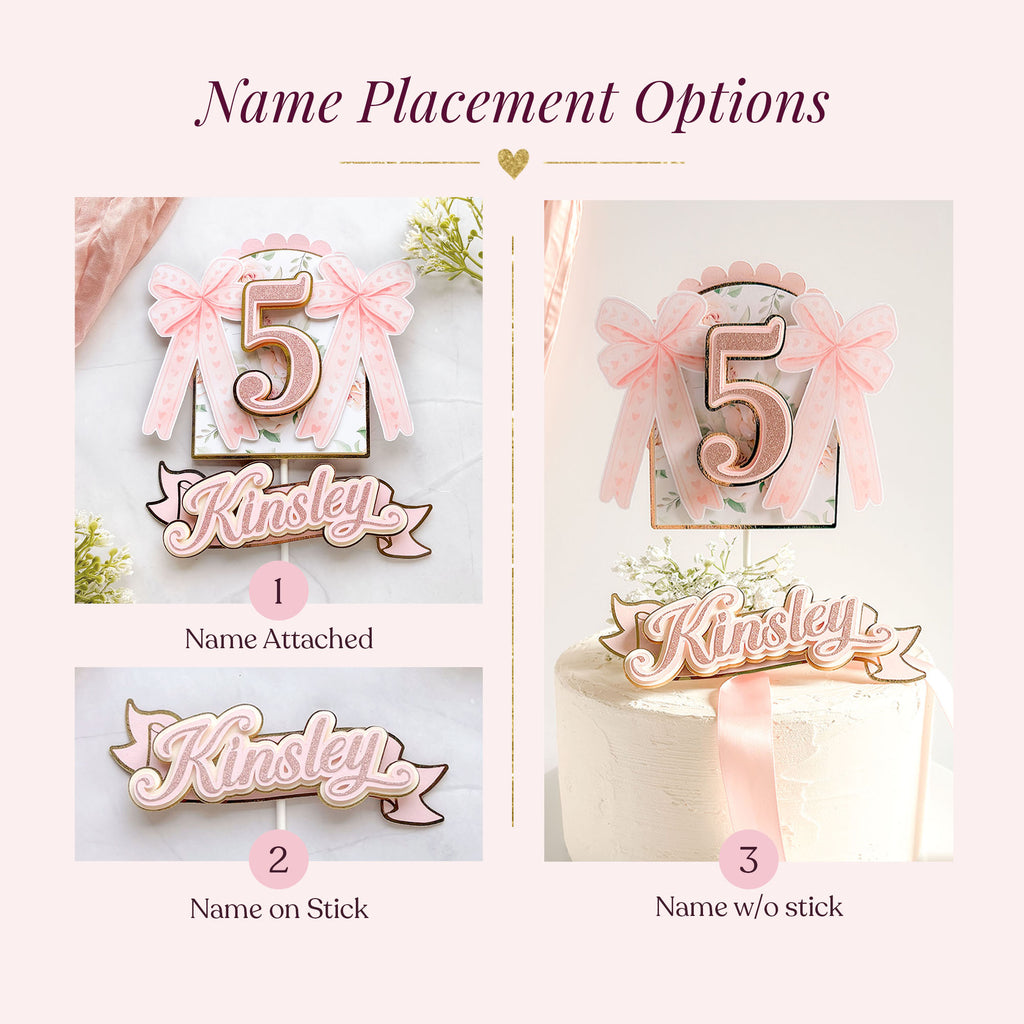Elegant Pink Bow Cake Topper – Simple & Sweet