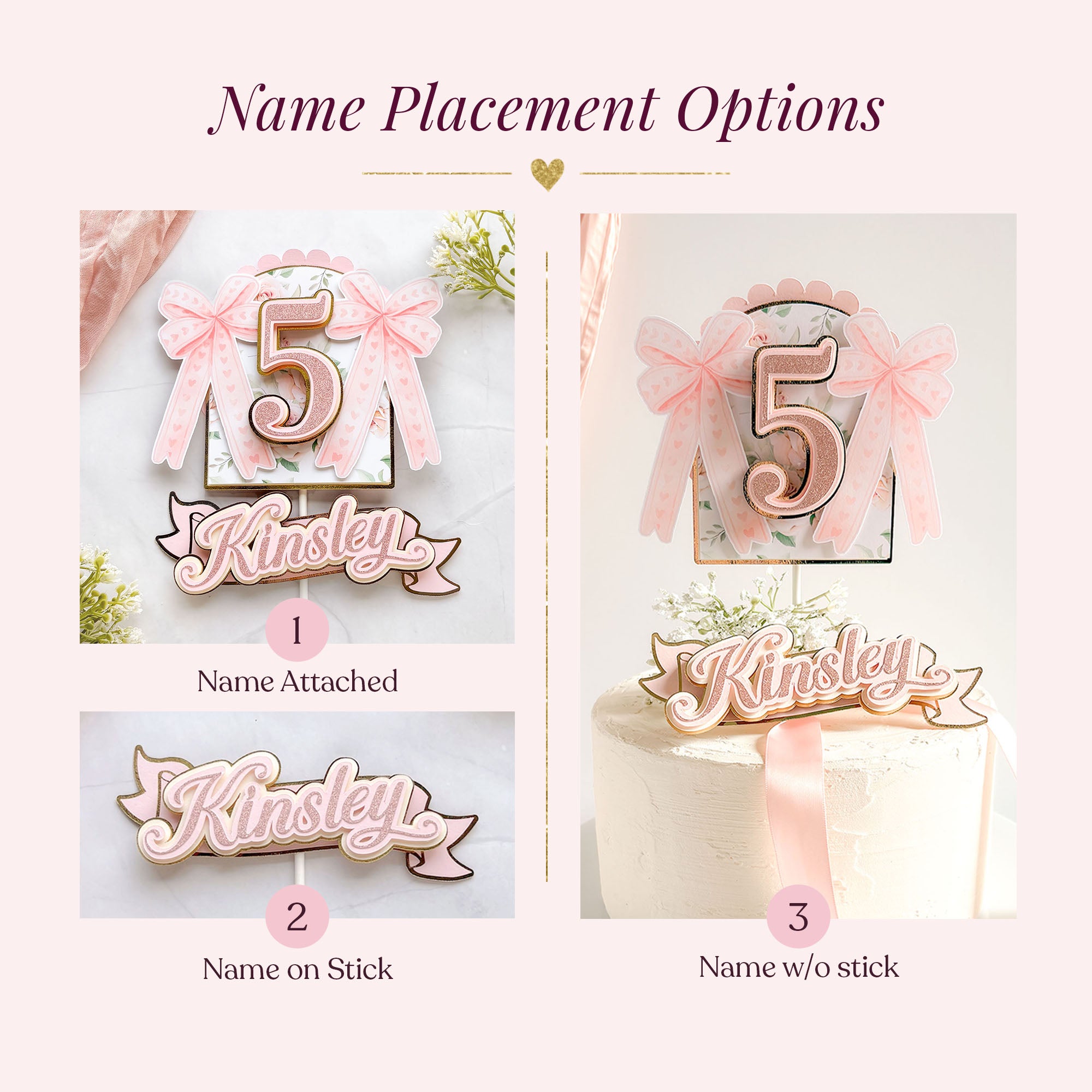 Elegant Pink Bow Cake Topper – Simple & Sweet
