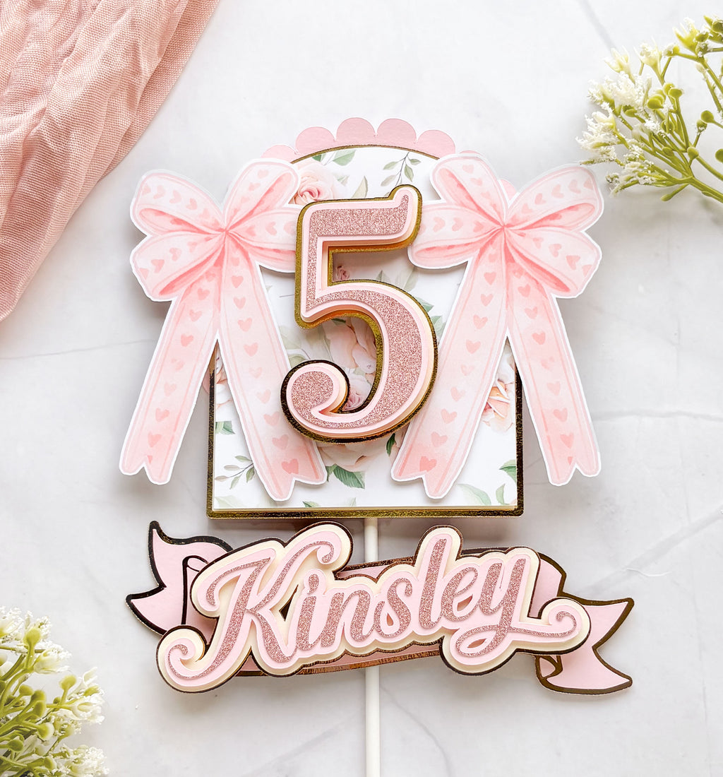 Elegant Pink Bow Cake Topper – Simple & Sweet