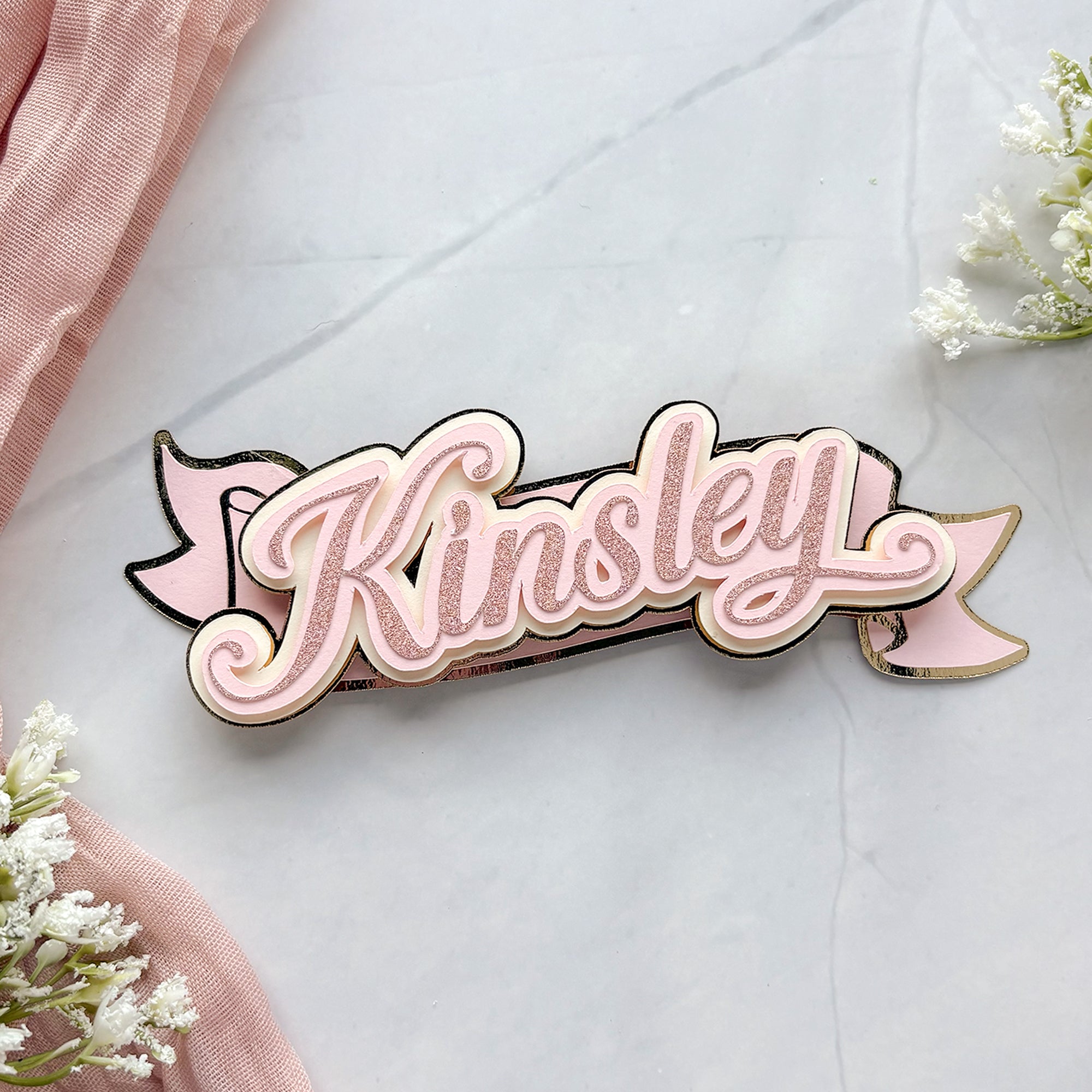 Script Name Banner Cake Topper – Simple & Sweet