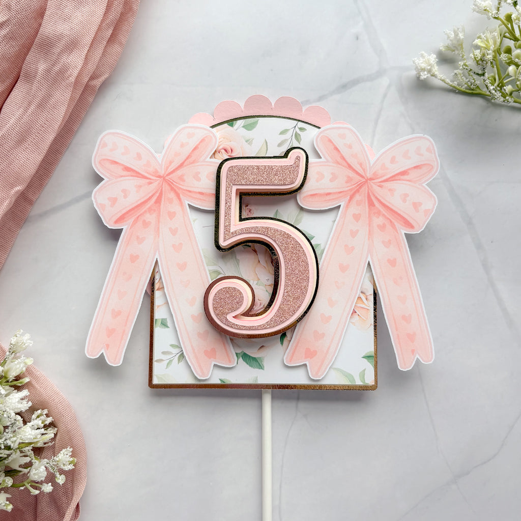 Elegant Pink Bow Cake Topper – Simple & Sweet