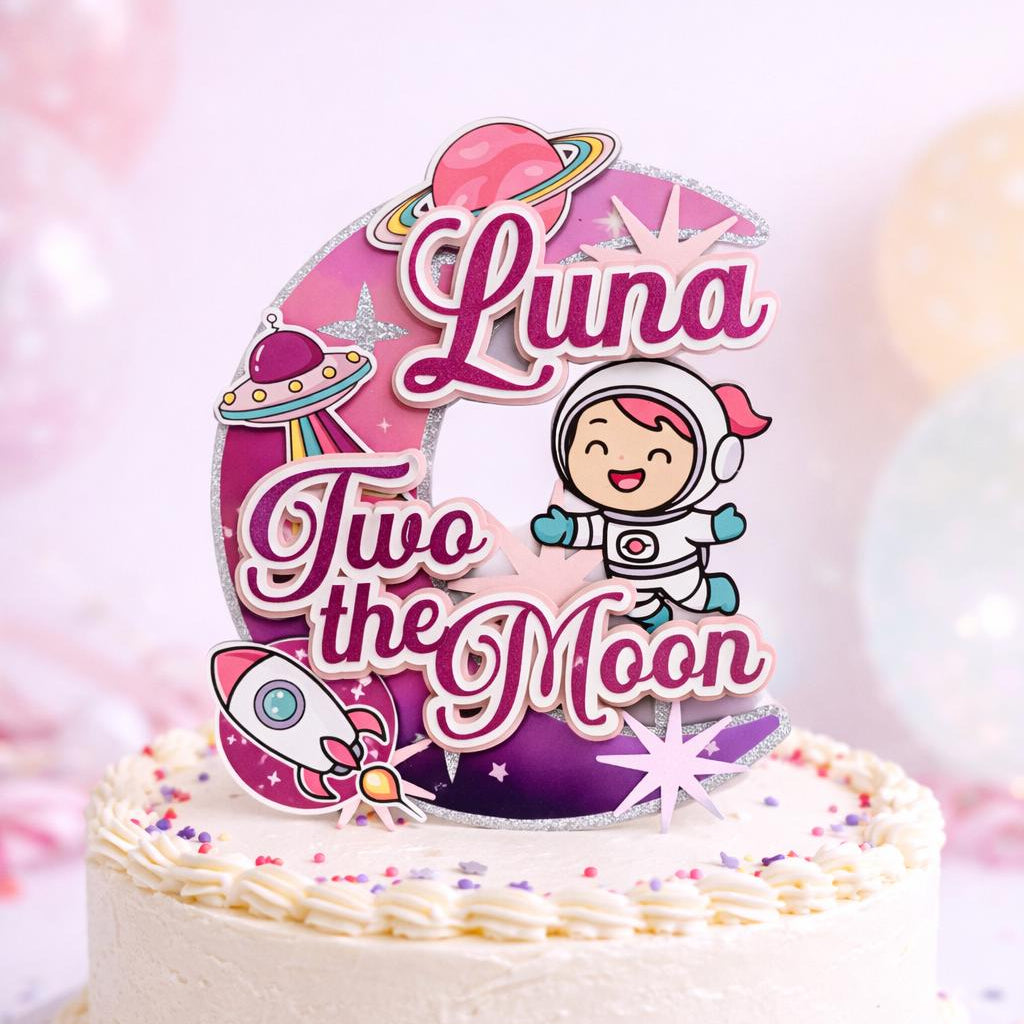 Two the Moon w/ Astronaut Cake Topper