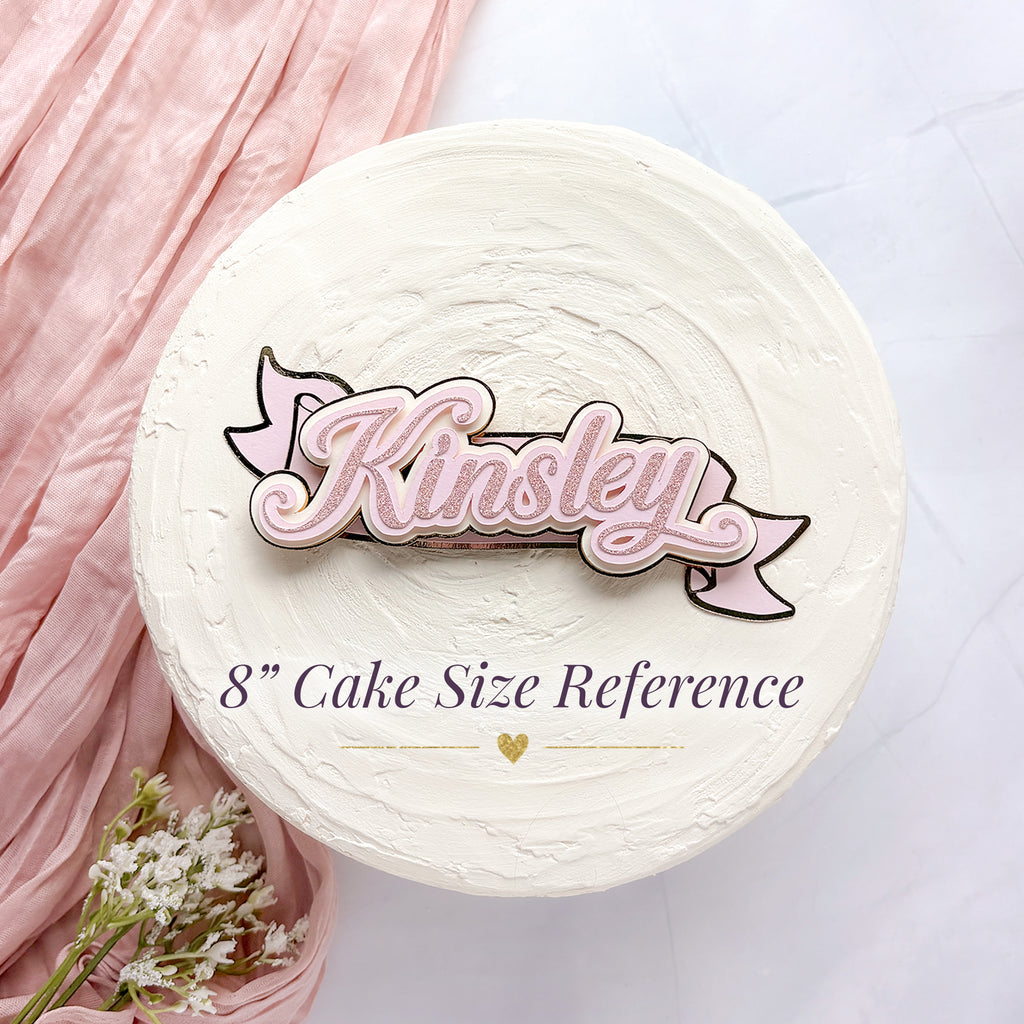 Script Name Banner Cake Topper – Simple & Sweet